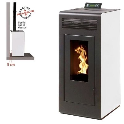 INTERSTOVES Po&ecirc;le &agrave; granules MARINA 11KW Etanche sortie dessus + Conduit 80/125 - Blanc