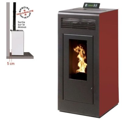 INTERSTOVES Po&ecirc;le &agrave; granules MARINA 13KW Etanche sortie dessus + Conduit 80/125 - Bordeaux
