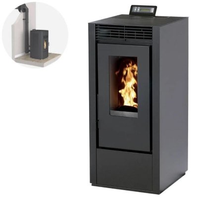 INTERSTOVES Po&ecirc;le &agrave; granules MARINA 14KW Etanche Canalisable + Conduit Ventouse - Noir