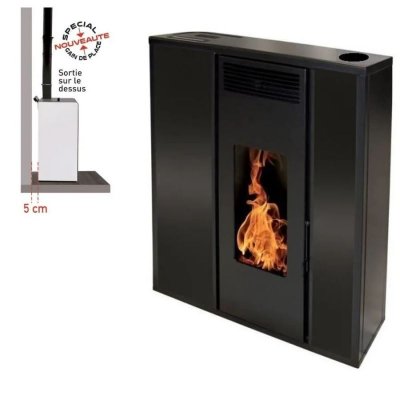 INTERSTOVES Po&ecirc;le &agrave; granules TESSA 10KW Etanche sortie dessus + Conduit 80/125 - Noir