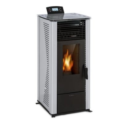 WALDBECK Po&ecirc;le &agrave; granul&eacute;s  - 5 niveaux - Pellets - 10 kW - Blanc 