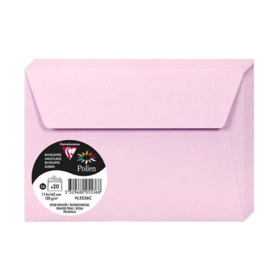 CLAIREFONTAINE POLLEN Lot de 3 Pqts de 20 Enveloppe 120g 114x162 rose drag&eacute;e