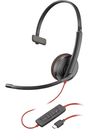 POLY  Micro-casque Blackwire 3210 monaural USB-C + adaptateur USB-C/A