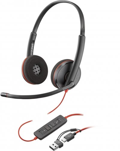 POLY  Micro-casque Blackwire 3220 St&eacute;r&eacute;o Usb-c + Adaptateur Usb-c/a