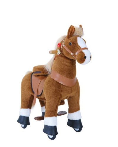 PONYCYCLE Poney &agrave; monter Marron avec sabot blanc Petit Mod&egrave;le pour 3 &agrave; 5 ans