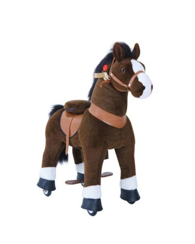 PONYCYCLE &reg; Cheval &agrave; monter enfant brun fonc&eacute; frein sons, petit