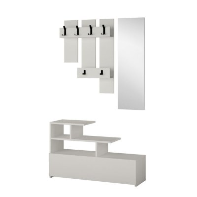 Porte manteau avec banc design Vesti - L. 100 x H. 61 cm - Blanc