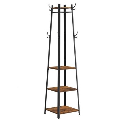 Porte-manteau avec &eacute;tag&egrave;res &agrave; 3 niveaux - L47,6 cm - Marron vintage