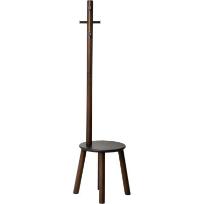 Porte-manteau et tabouret en bois et m&eacute;tal noirs Pillar Stool - Umbra