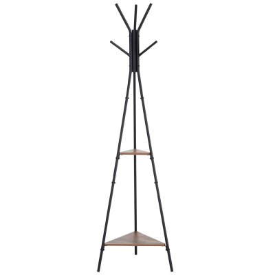 Porte-manteau tr&eacute;pied style industriel branches + 2 &eacute;tag&egrave;res