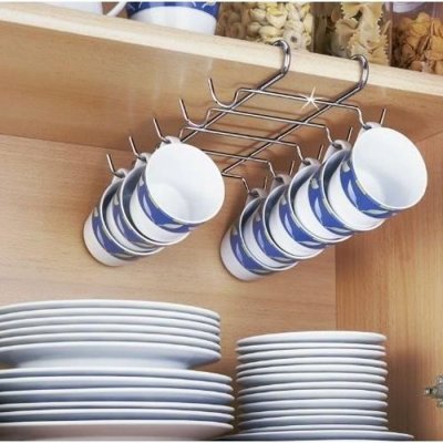 WENKO Porte Tasse Suspendu pour &eacute;tag&egrave;re, rangement jusqu'&agrave; 10 tasses, Inox