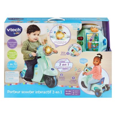 VTECH Porteur b&eacute;b&eacute; scooter interactif 3 en 1  Baby Rose 