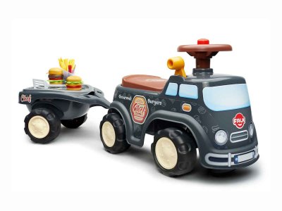 FALK Porteur enfant Food Truck avec remorque 1 &agrave; 3 ans -  