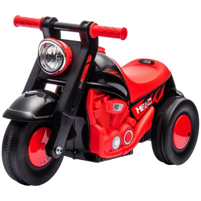 AIYAPLAY Porteur enfant moto 3 roues effet bulles et musique rouge noir 