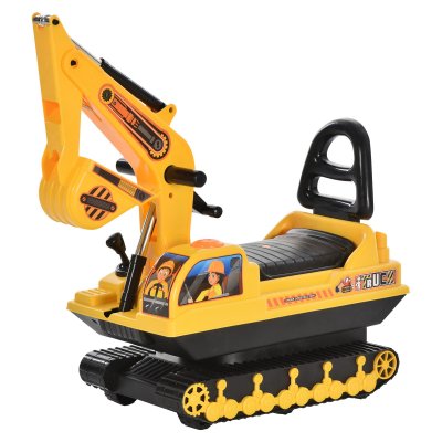 HOMCOM Porteur enfant tractopelle 12-36 mois coffre klaxon fonction pivotante jaune
