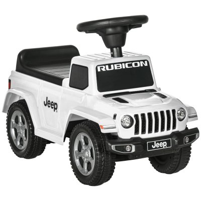 AIYAPLAY Porteur enfant voiture 18-36 mois klaxon bruit moteur coffre but&eacute;e arri&egrave;re anti-basculement blanc