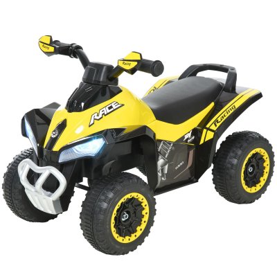 HOMCOM Porteur enfants quad 18-36 mois dim. 67l x 38l x 44h cm effets lumineux et sonores jaune noir