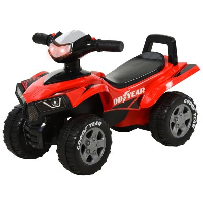 HOMCOM Porteur Enfants Quad  - Rouge Noir - Effets Lumineux et sonore - 18-36 Mois