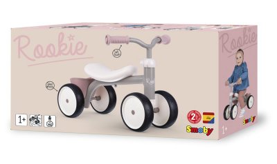 SMOBY Porteur Rookie Rose en m&eacute;tal pour enfant d&egrave;s 12 mois - 