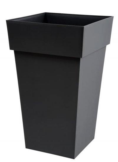 EDA Pot carr&eacute; polypropyl&egrave;ne  Toscane gris fonc&eacute; 39 x 39 x h. 65 cm