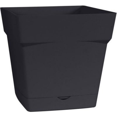 Pot carr&eacute; Toscane avec r&eacute;serve d'eau 25cm anthracite