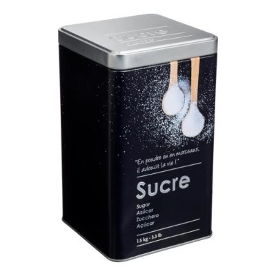 FIVE SIMPLY SMART Pot de conservation en m&eacute;tal noir sucre en poudre