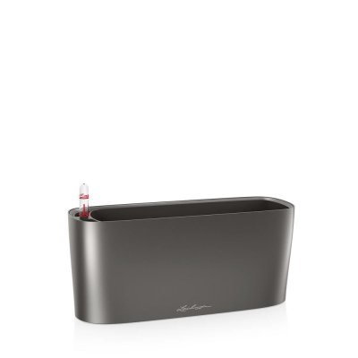 LECHUZA Pot de table Delta 10 - kit complet, anthracite m&eacute;tallis&eacute; 30 cm