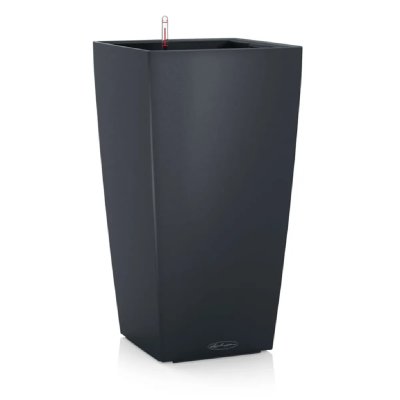 LECHUZA Pot plastique &agrave; r&eacute;serve d'eau  L.22 x l.22 x H.41 cm gris