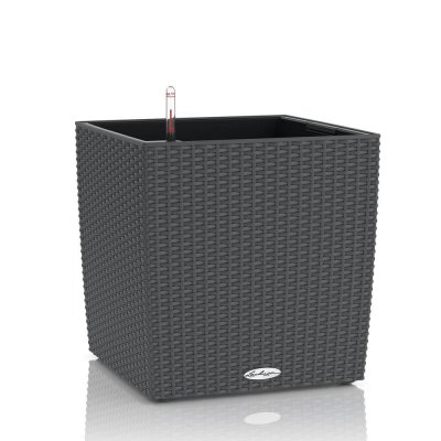 LECHUZA Pot plastique &agrave; r&eacute;serve d'eau  L.30 x l.30 x H.30 cm gris