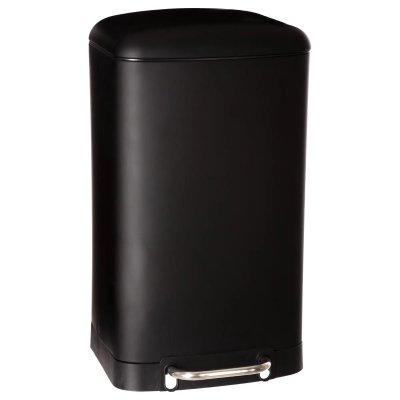 CLEAN HOUSE Poubelle 30l en m&eacute;tal finition mate - fermeture silencieuse - noir