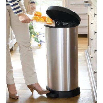 CURVER Poubelle &agrave; p&eacute;dale 40 L plastique Touch, aspect m&eacute;tal