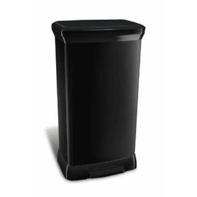 CURVER Poubelle &agrave; p&eacute;dale 50 l plastique touch, aspect m&eacute;tal noir