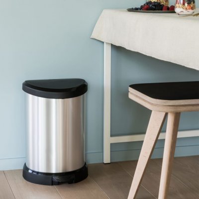 CURVER Poubelle &agrave; p&eacute;dale Deco Forme de d 15 l Argent&eacute;  n/a