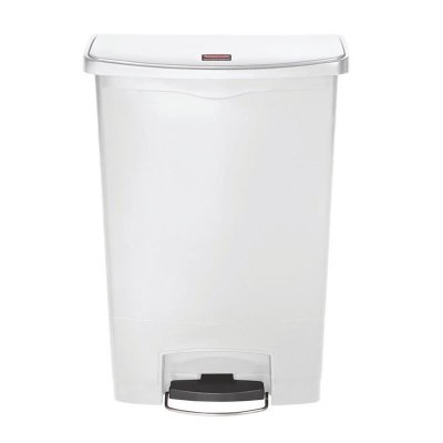 RUBBERMAID Poubelle &agrave;&nbsp; p&eacute;dale frontale large blanche 90L - 