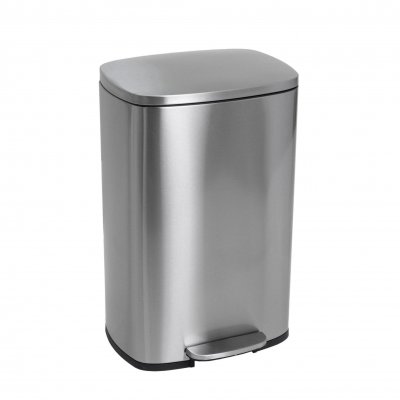 KITCHEN MOVE Poubelle de cuisine &agrave; p&eacute;dale ADMIRAL Argent Acier inoxydable 50 L