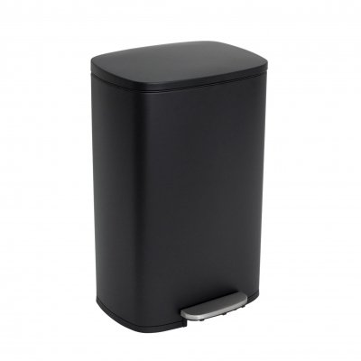 KITCHEN MOVE Poubelle de cuisine &agrave; p&eacute;dale ADMIRAL Noir Acier inoxydable 50 L