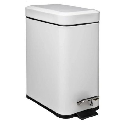 FIVE SIMPLY SMART Poubelle de salle de bain &agrave; p&eacute;dale en m&eacute;tal Blanc Soft Close 5 L