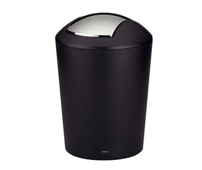 KELA Poubelle de Salle de Bain en Plastique Noir et Argent Marta - 5L