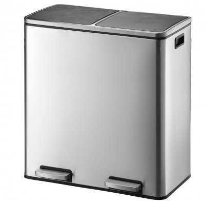 KITCHEN MOVE Poubelle de tri s&eacute;lectif MAJOR Argent Acier inoxydable 60 L
