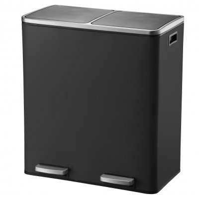 KITCHEN MOVE Poubelle de tri s&eacute;lectif MAJOR Noir Acier inoxydable 60 L