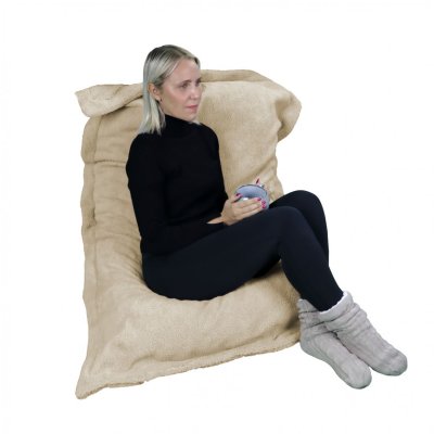 VIVEZEN Pouf - 90 x 140 cm - sherpa - beige