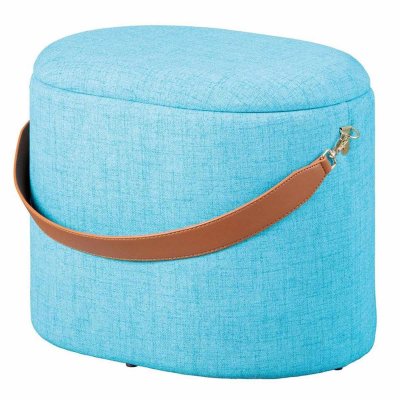Pouf avec rangement 42x30x36 cm en tissu bleu turquoise - DILIA