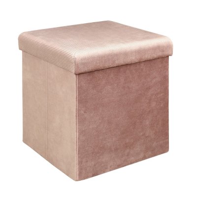 THE HOME DECO FACTORY Pouf coffre de rangement rose poudr&eacute;