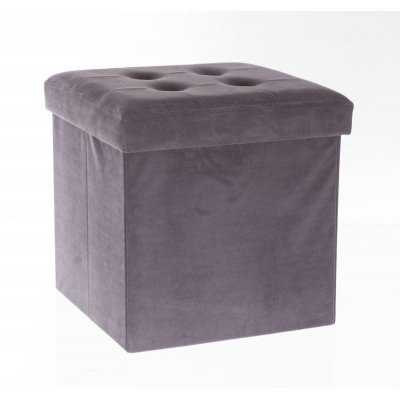 ATMOSPHERA Pouf coffre pliant Lysandre velours Gris