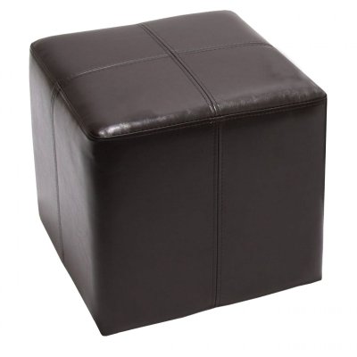 Pouf d&eacute;, tabouret Onex, cuir, 36x36x36cm, marron
