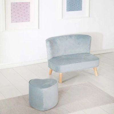 ROBA Pouf en forme de cour pour enfants Ciel bleu clair