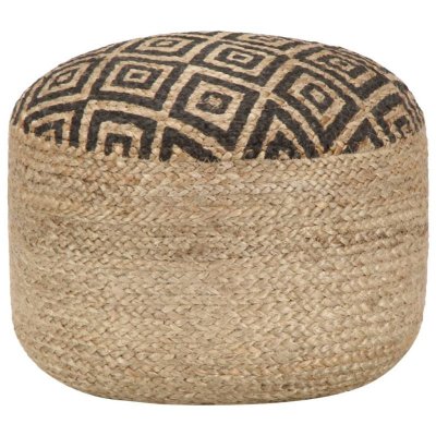 VIDAXL Pouf en jute de &Oslash; 45x30 cm noir rempli de caoutchouc mousse Vida XL