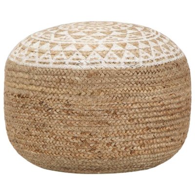 VIDAXL Pouf fait &agrave; la main Blanc 45x30 cm Jute  - White