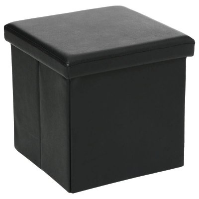 ATMOSPHERA Pouf Pliant Noir -  cr&eacute;ateur d'int&eacute;rieur