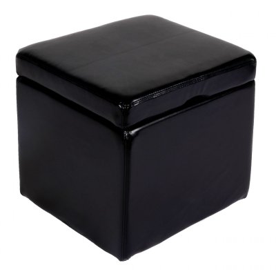 MENDLER Pouf tabouret cube-coffre Onex, cuir, 45x44x44cm, noir